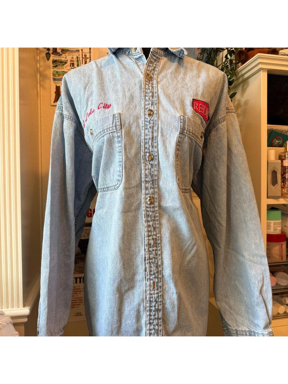 Vintage 90s RedRock Company Embroidered Denim Work Shirt